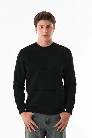 3 iplik Basic Bisiklet Yaka Sweatshirt