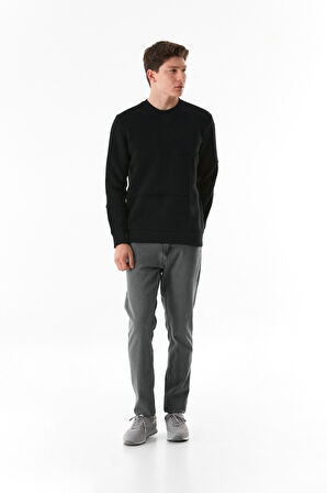 3 iplik Basic Bisiklet Yaka Sweatshirt