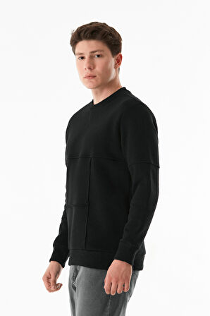 3 iplik Basic Bisiklet Yaka Sweatshirt