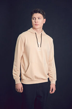 Baskılı Kapüşonlu Kanguru Cepli Sweatshirt