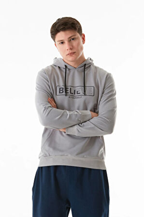 Believe Baskılı Kapüşonlu Sweatshirt