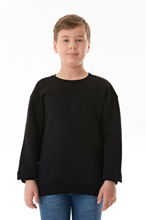 Sırtı Baskılı Bisiklet Yaka Erkek Çocuk Sweatshirt