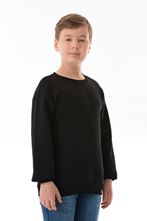 Sırtı Baskılı Bisiklet Yaka Erkek Çocuk Sweatshirt