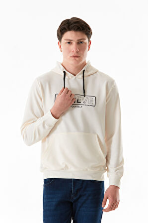 Believe Baskılı Kapüşonlu Sweatshirt