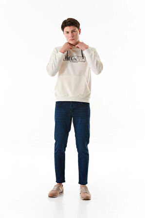 Believe Baskılı Kapüşonlu Sweatshirt