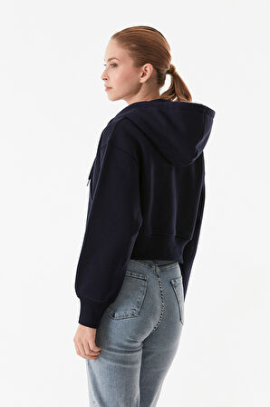 3 İplik Basic Kapüşonlu Crop Sweatshirt Hoodie