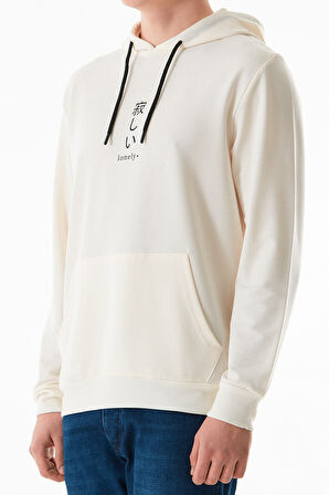 Lonely Yazı Baskılı Kapüşonlu Kanguru Cepli Sweatshirt