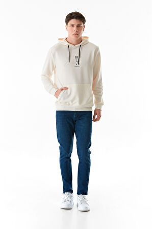 Lonely Yazı Baskılı Kapüşonlu Kanguru Cepli Sweatshirt