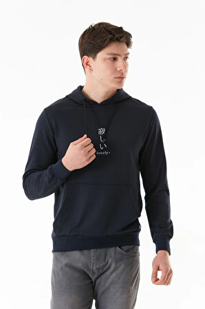 Lonely Yazı Baskılı Kapüşonlu Kanguru Cepli Sweatshirt