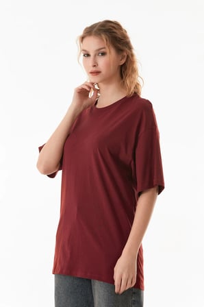 Basic Oversize Bisiklet Yaka Tişört