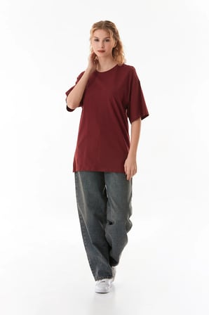 Basic Oversize Bisiklet Yaka Tişört
