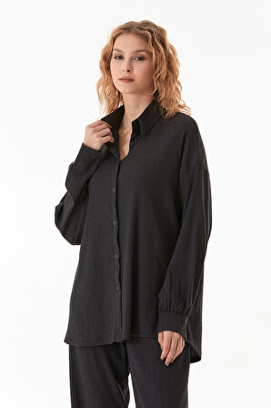 Fullamodest Gömlek Yaka Bürümcük Kumaş İ̇kili Takım