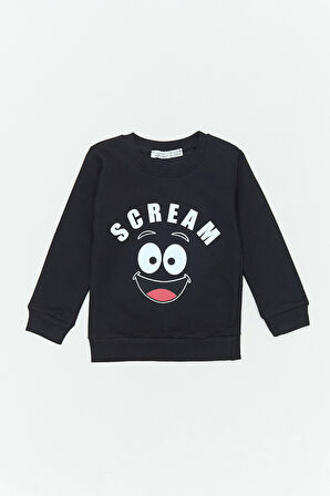Scream Yazı Baskılı Erkek Çocuk Sweatshirt