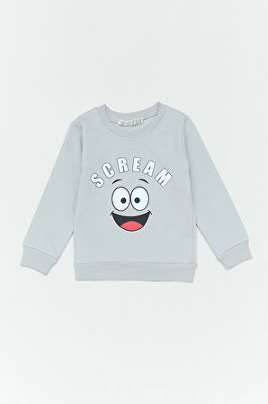 Scream Yazı Baskılı Erkek Çocuk Sweatshirt