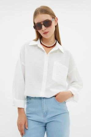 Basic Tek Cepli Oversize Gömlek