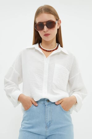Basic Tek Cepli Oversize Gömlek