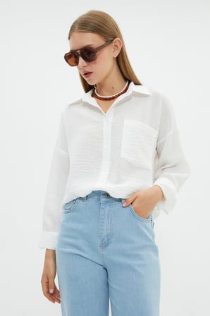 Basic Tek Cepli Oversize Gömlek