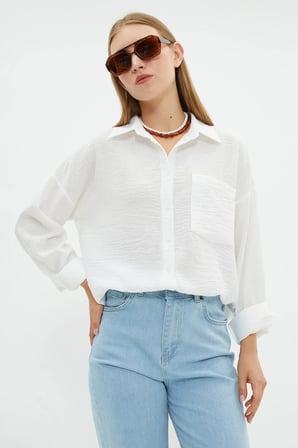 Basic Tek Cepli Oversize Gömlek