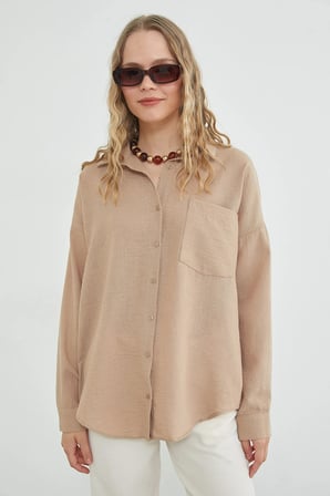 Basic Tek Cepli Oversize Gömlek
