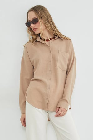 Basic Tek Cepli Oversize Gömlek