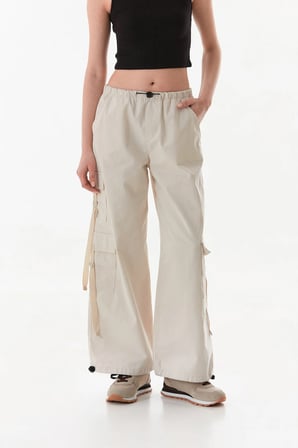Beli Ve Paçası Stoperli Kargo Cepli Gabardin Pantolon