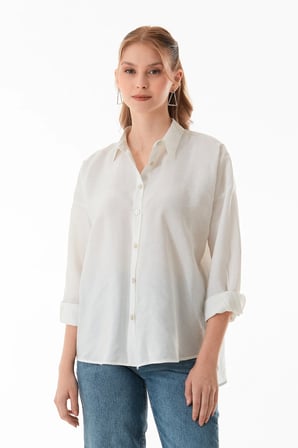 Basic Oversize Arkası Uzun Düğmeli Gömlek