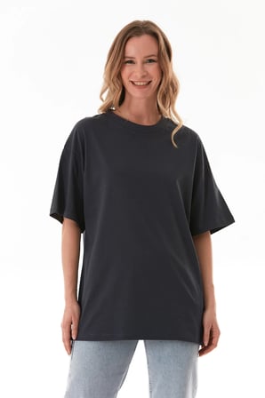 Basic Oversize Bisiklet Yaka Tişört