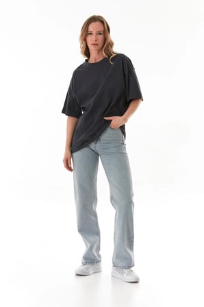 Basic Oversize Bisiklet Yaka Tişört