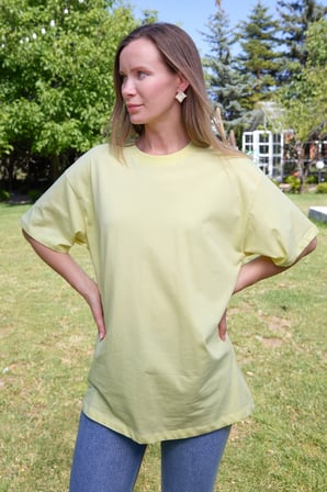 Basic Oversize Bisiklet Yaka Tişört
