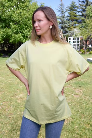 Basic Oversize Bisiklet Yaka Tişört