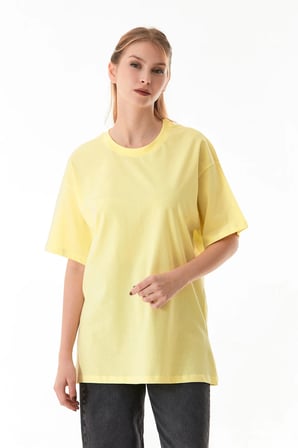 Basic Oversize Bisiklet Yaka Tişört