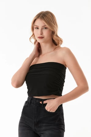 Basic Yanları Drapeli Straplez Büstiyer