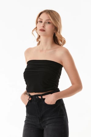 Basic Yanları Drapeli Straplez Büstiyer