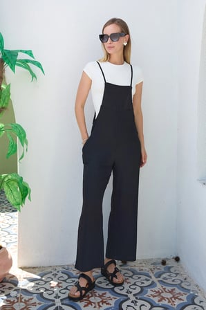 Krep Kumaş İp Askılı Tulum