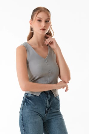 Basic Fitilli Düğmeli Yelek