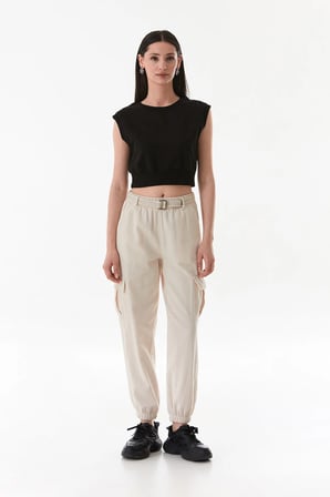 Kemerli Kargo Cepli Jogger Pantolon
