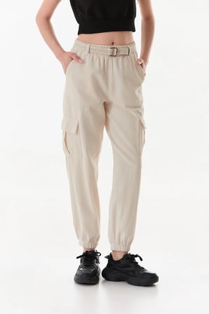 Kemerli Kargo Cepli Jogger Pantolon