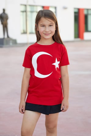 Türk Bayrağı Baskılı Unisex Çocuk Tişört