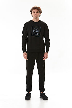 Flaw Less Baskılı Bisiklet Yaka Sweatshirt