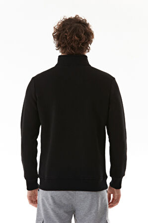 Ny Nakışlı Yarım Fermuarlı Dik Yaka Sweatshirt