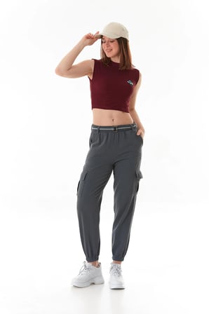 Kemerli Kargo Cepli Jogger Pantolon