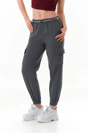 Kemerli Kargo Cepli Jogger Pantolon