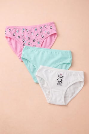 Panda Baskılı 3 Lü Kız Çocuk Külot