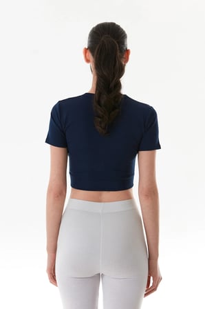 Basic Bisiklet Yaka Crop Tişört