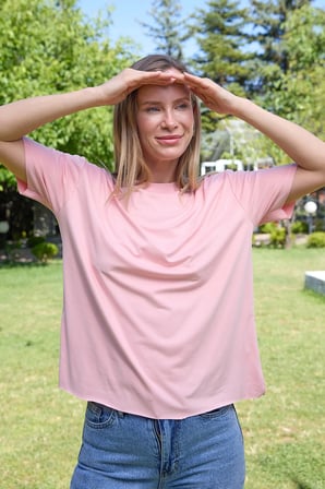 Basic Bisiklet Yaka Oversize Modal Tişört
