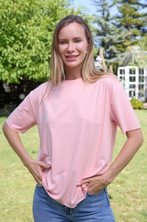 Basic Bisiklet Yaka Oversize Modal Tişört