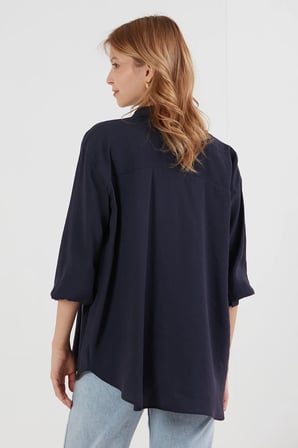 Ayıcık Nakışlı Uzun Kollu Oversize Modal Gömlek