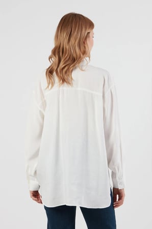 Ayıcık Nakışlı Uzun Kollu Oversize Modal Gömlek