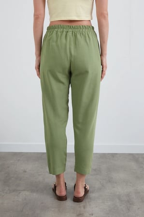Beli Bağlamalı Straight Keten Pantolon
