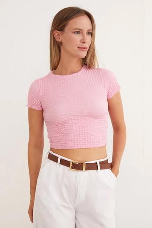 Waffle Kumaş Crop Body